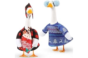Silicherry 2 Set Christmas Goose Outfit Lawn Porch Goose Clothes Christmas Costume for Geese Xmas Patio Yard Outdoor Decor(23 Inch,Vivid)