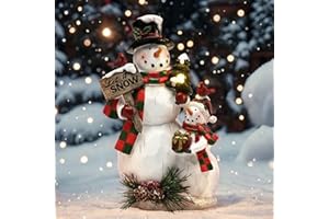 TERESA'S COLLECTIONS Outdoor Christmas Decorations,Christmas Snowman Decor, Winter Snowman Hold a Sign with Solar Lights,Waterproof Resin Christmas Decor, Xmas Gifts Outdoor/Indoor,10", Red