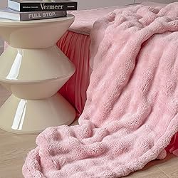 PU MEI Pink Throw Blanket, Fluffy Soft Blankets