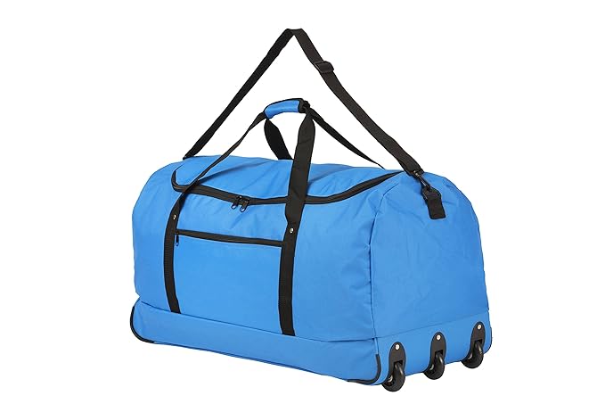Travelz faltbare reisetasche 100 liter reise trolley mit 3 stärke rollen (blau)