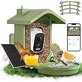 Smart Bird Feeder with Camera Solar Powered, AI Birds Species Identification, 2.5K HD Video Bird House with Camera for Outside, Weatherproof Design Ideal Gifts for Valentine's Day, Bird Lovers, Green
