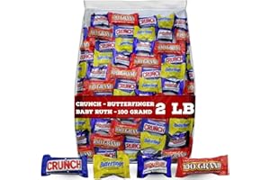 SWEETSOME Assorted Chocolate Bars - Candy Variety Pack Includes Butter Fingers, Crunch, 100Grand and Baby Ruth Bars - Fun Size Assorted Candy- 2 Pound (Pack of 1)