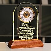 Ornalrist Thank You Gifts Glass Clock for Women, Boss, Men with Wooden Warm Light Base - Appreciation Gifts for Friend, Teacher, Coworkers, Inspirational Quotes Glass Clock Desk & Home Decor