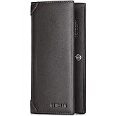 SENDEFN Long Wallets for Men Genuine Leather Slim Bifold Wallet RFID Blocking for Checkbook Credit Card