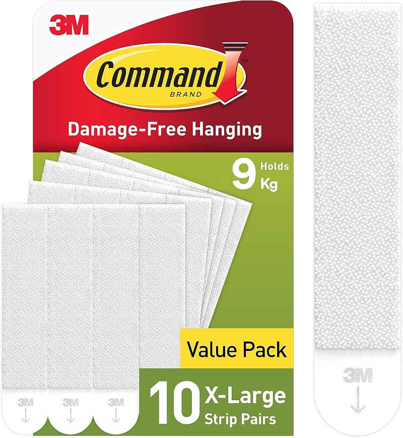 Command XL Picture Hanging Strips 10 Pairs Holds Up to 9 kg Damage Free