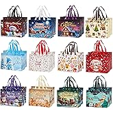 sishunhang 24 Pack Large Christmas Gift Bags 12.8"*6.7"*9.8", Reusable Non-Woven Jumbo Tote Bags with Handles For Christmas Surprise, Xmas Party Supplies Wrapping Shopping