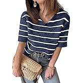 Saodimallsu Women's V Neck Short Sleeve Knit Sweater Top