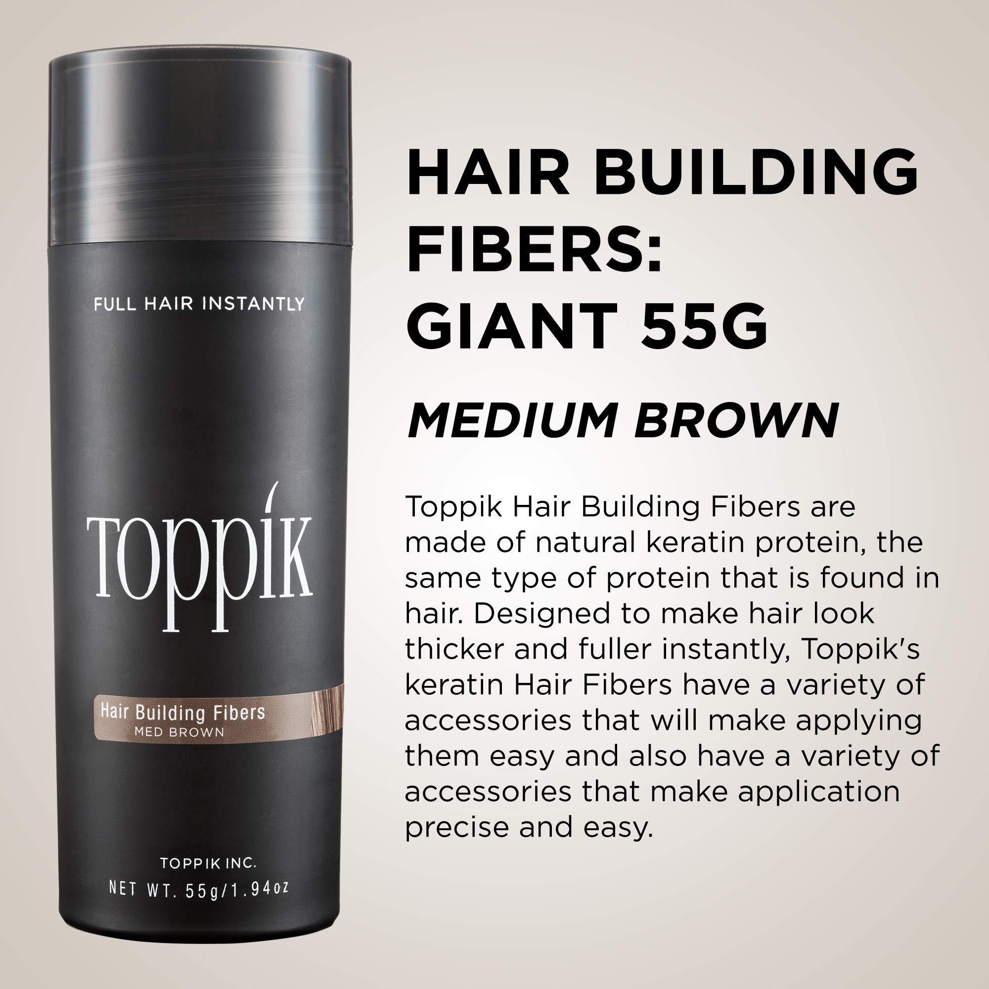 TOPPIK Hair Building Fibers, Fill In Fine or Thinning Hair Instantly Thicker, Fuller Looking Hair 9 Shades,4 size options