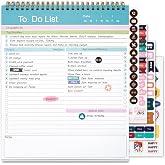 To Do List Notepad, Spiral Bound Undated Daily Planner, 52 Sheets 8.5" X 10.5" Tear Off Task Planning Pad with Checklist, For Work Office Home