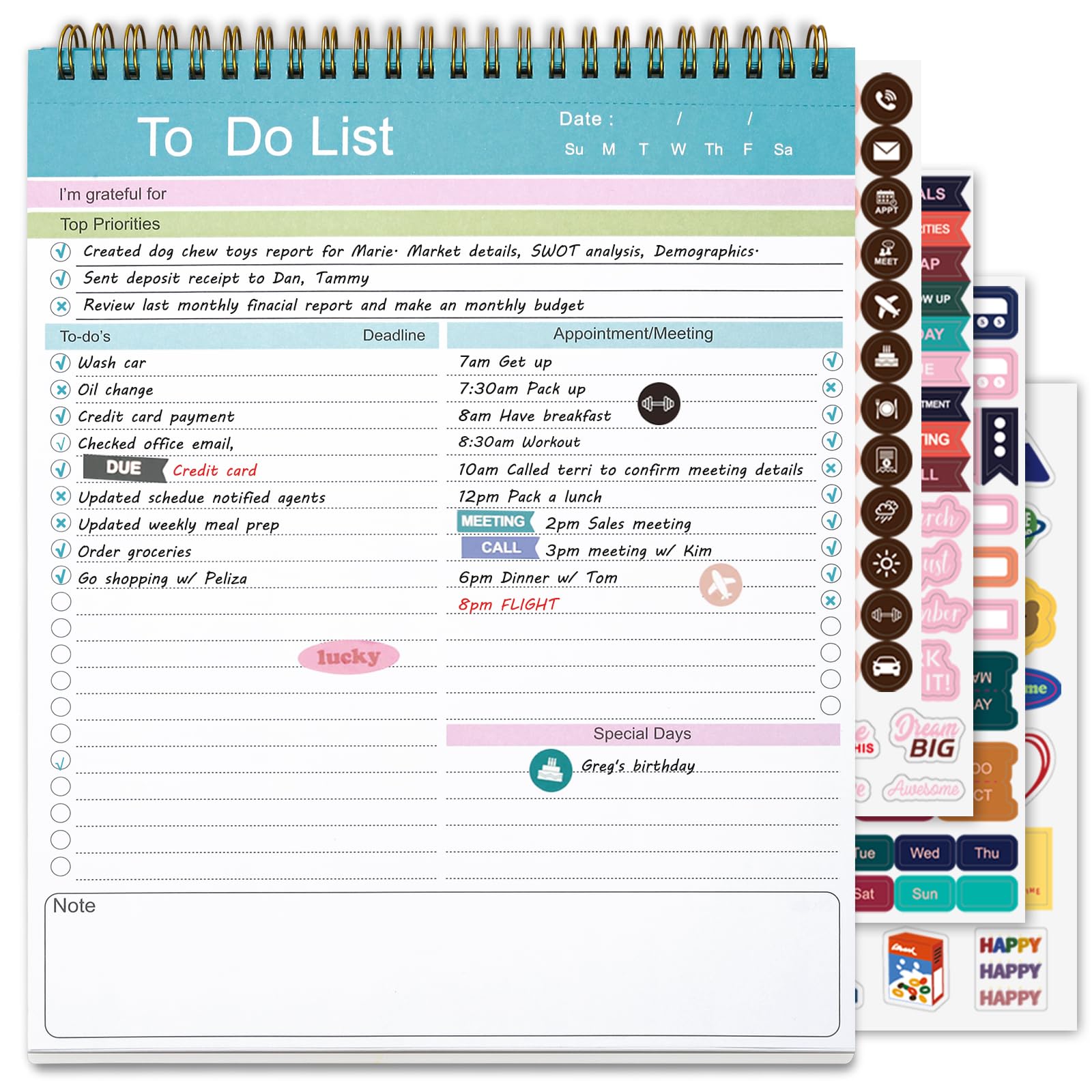 Photo 1 of To Do List Notepad, Spiral Bound Undated Daily Planner, 52 Sheets 8.5" X 10.5" Tear Off Task Planning Pad with Checklist, For Work Office Home