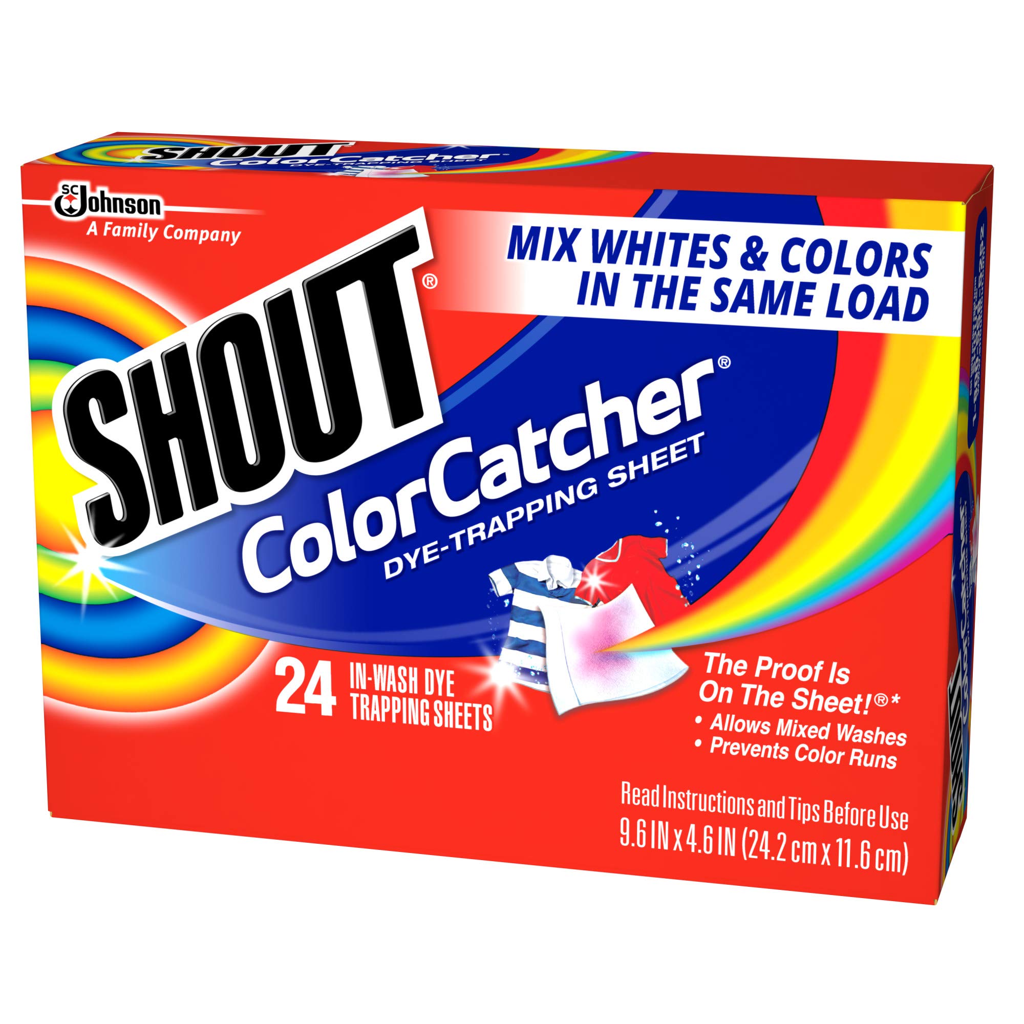 Shout Color Catcher Sheets for Laundry, Allow Mixed Washes, Prevent Color Runs and Maintain Original Clothing, 24 Count - Pack of 1