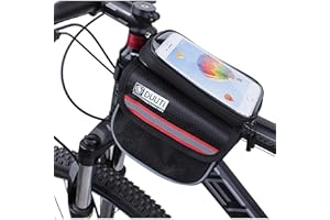 Kriopy Bike Bag,Bicycle Bags,Bike Saddle Bag,Phone Holder for Bike,Touchscreen Bike Phone Mount,Waterproof, Top Tube Bag,Bicycle Accessories,Bike Frame Storage bag,Phone Screen under 6.8” (Red)