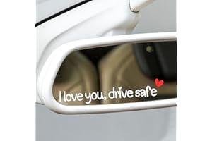 BOLOBALA 3X I Love You Drive Safe Mirror Sticker, Cute Car Stickers for Womens, Car Decals for Women, Auto Stickers and Decals, Rear View Mirror Sticker, Vinyl Tumbler Sticker Decal (White and Red Heart)