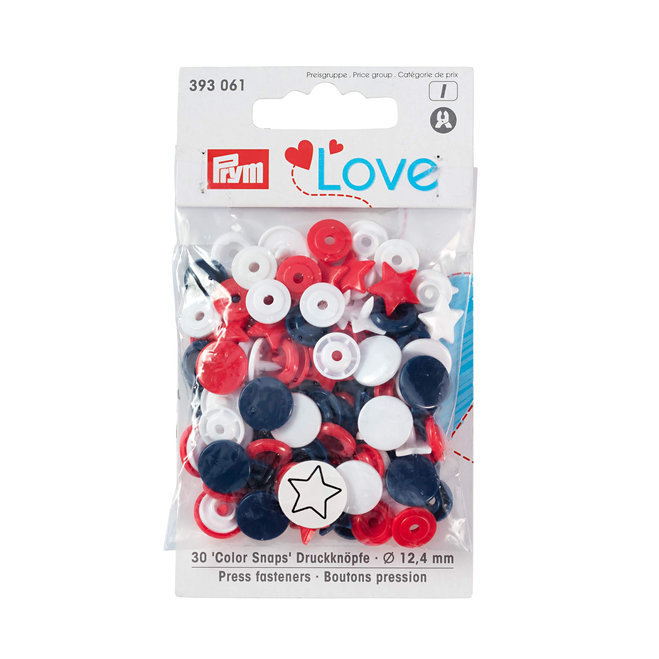 Prym - Prym Love Star Red, White, Blue (12.4mm) Press Fasteners - 1 Unit