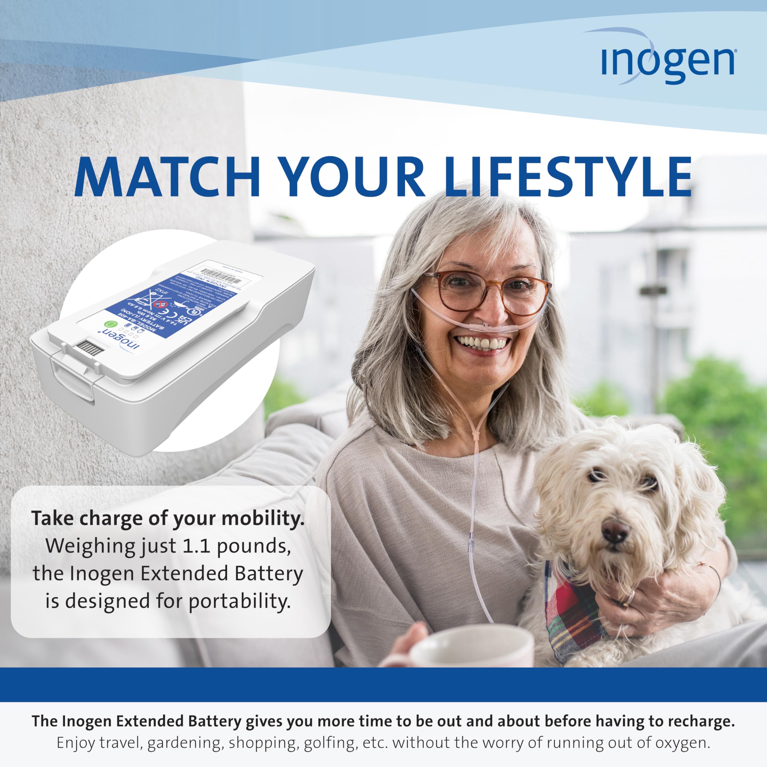 Inogen Extended (8-Cell) Battery - Replacement Battery - for The Inogen One G4/Inogen Rove 4-1.1 lb. - 5.91 x 2.68 x 1.34 in.