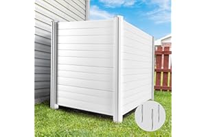 Beimo Air Conditioner Fence Privacy Screen 50 "H x 50 "W Trash Can Enclosure，Pool Equipment Enclosure White Outdoor Privacy Vinyl Fence Panels for Outside（2 Panels with Metal Stake）