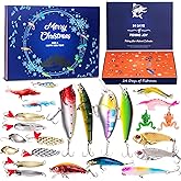 Fishing Advent Calendar 2025 Christmas Countdown, 24 Days Christmas Countdown Calendar Fishing Tackle Lures Xmas Gifts for Men Boyfriend Teens Boys Fishermen