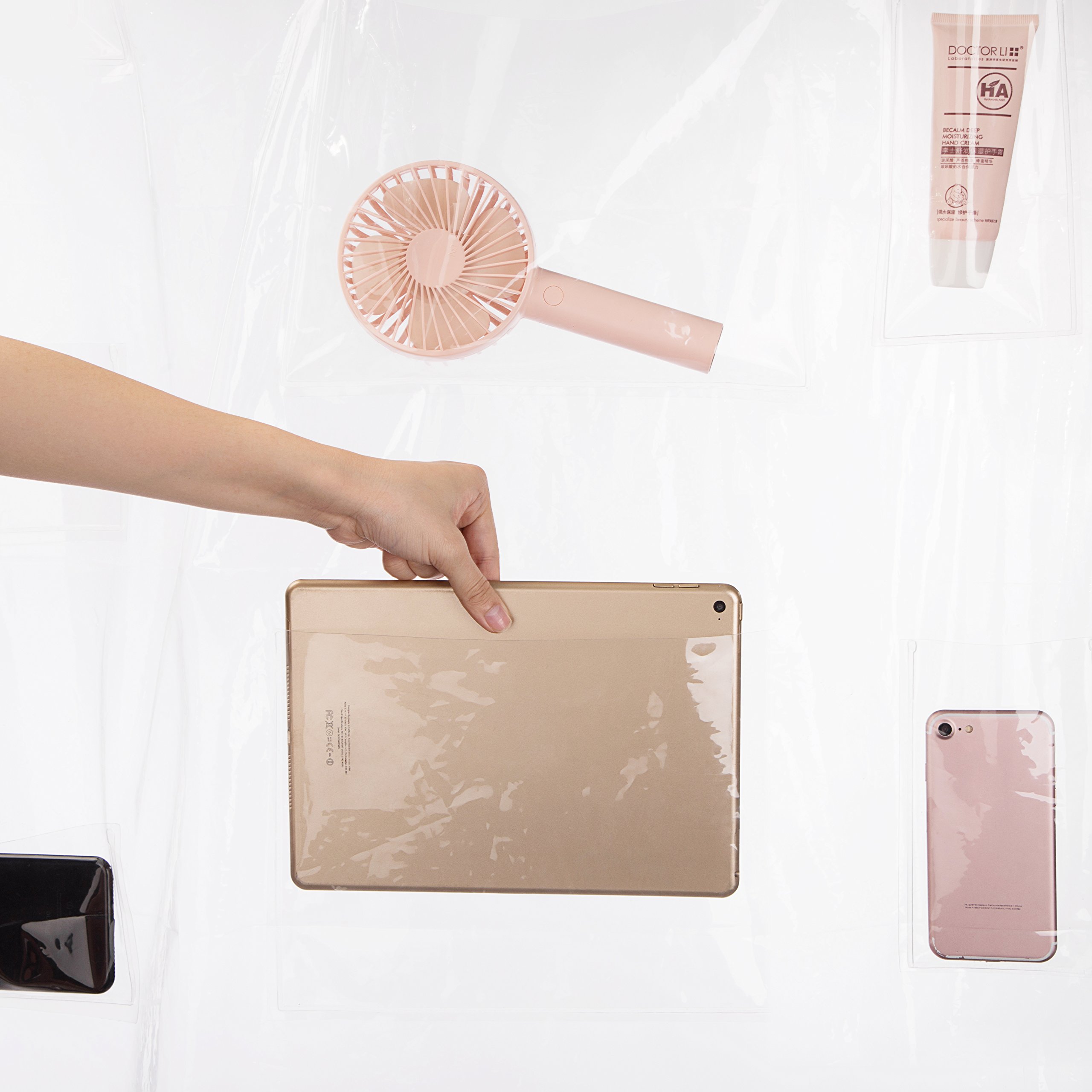 Jasontric Clear Shower Curtain Liner, with Pockets for Phone Ipad Tablet Bath Curtains Sheer Transparent Waterproof Bathroom Curtain Liner Phone Tablet Holder