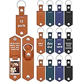 Wavyknot 12 Pcs Leather Photo Keychains Laser Engraving Blanks Sublimation Picture Keychain Blank Photo Gifts for Men Women