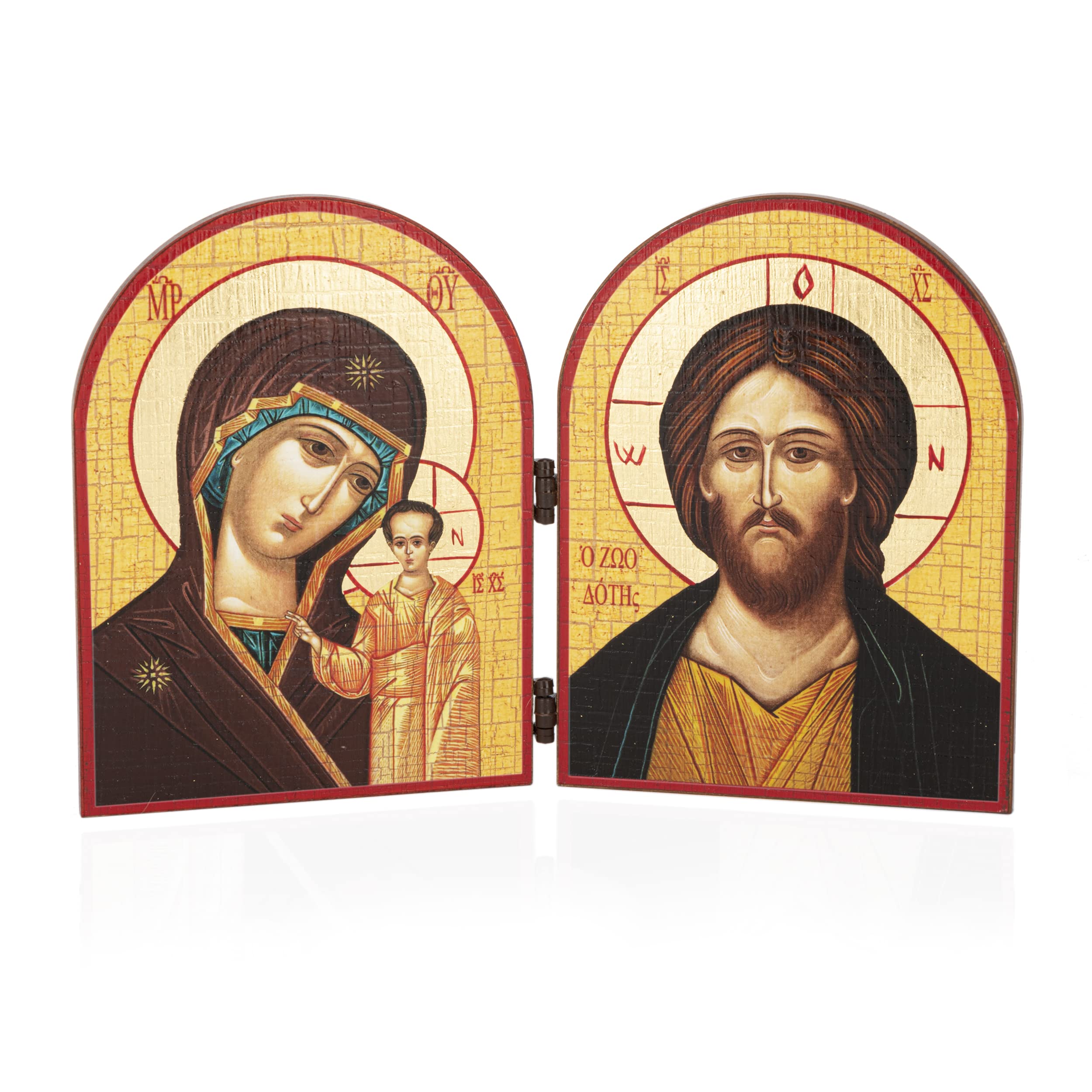 NKlaus GM of Kazan and Jesus Christ Diptych Wooden Icon 23.5 x 16 cm Christian 11087