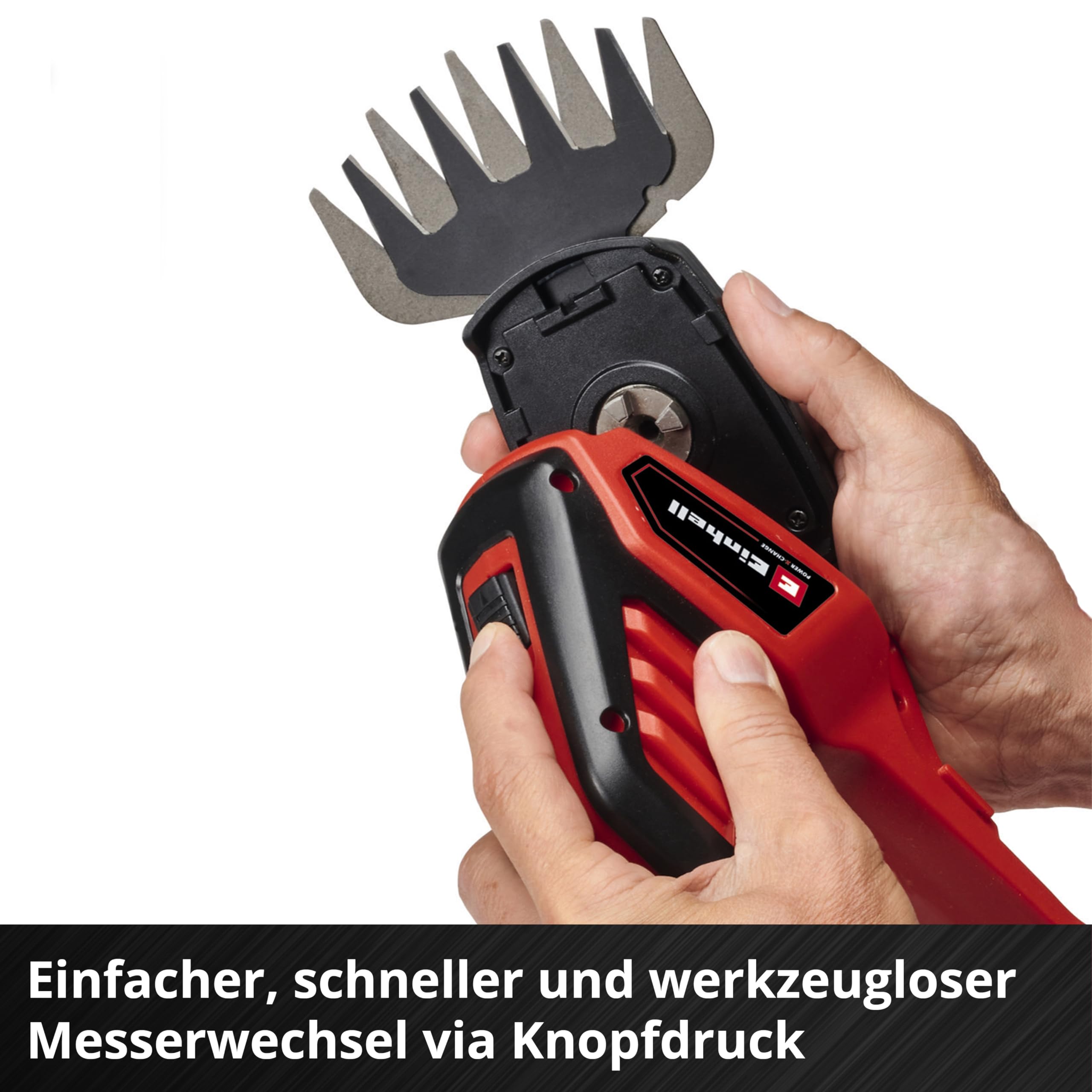 Einhell Akku-Gartengeräte Kit PXC (Akku-Rasenmäher GE-CM 36/36 Li Kit, 36 V, 36 cm Schnittbreite, inkl. 4,0 Ah + 2x Ladegerät, Akku-Gras- und Strauchschere GE-CG 18/100 Li-Solo) 9