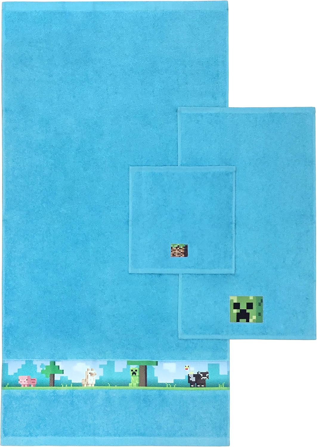Mojang Minecraft Kids 3 Piece Bath Towel Set Bath, Hand