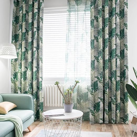 Amazon Com Vogol Floral Leaves Printed Blackout Curtains Thermal