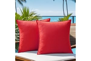 Nasigoreng Pack of 2 Waterproof Pillow Covers Decorative Outdoor Pillows Sofa Cushion Covers Garden Spring Pillowcase Couch Cushion Cases for Patio Balcony Tent Sunbrella Beach Deck 20x20 Inch Red