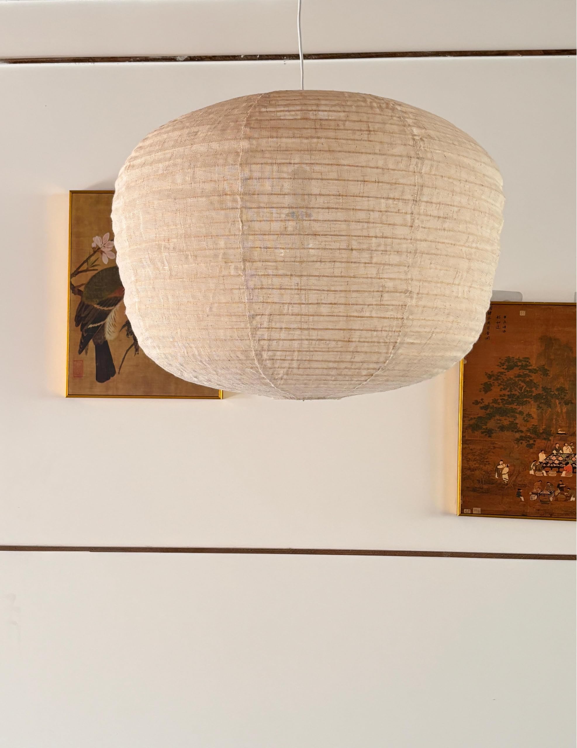 Photo 1 of JjTavwi Large fabric lampshade Beige Hanging 20INCH Linen Pendant Lamp shade Can replace paper lanterns,Hanging cloth Lantern Handmade Minimalist Decorations Suitable for Living room, Hallway