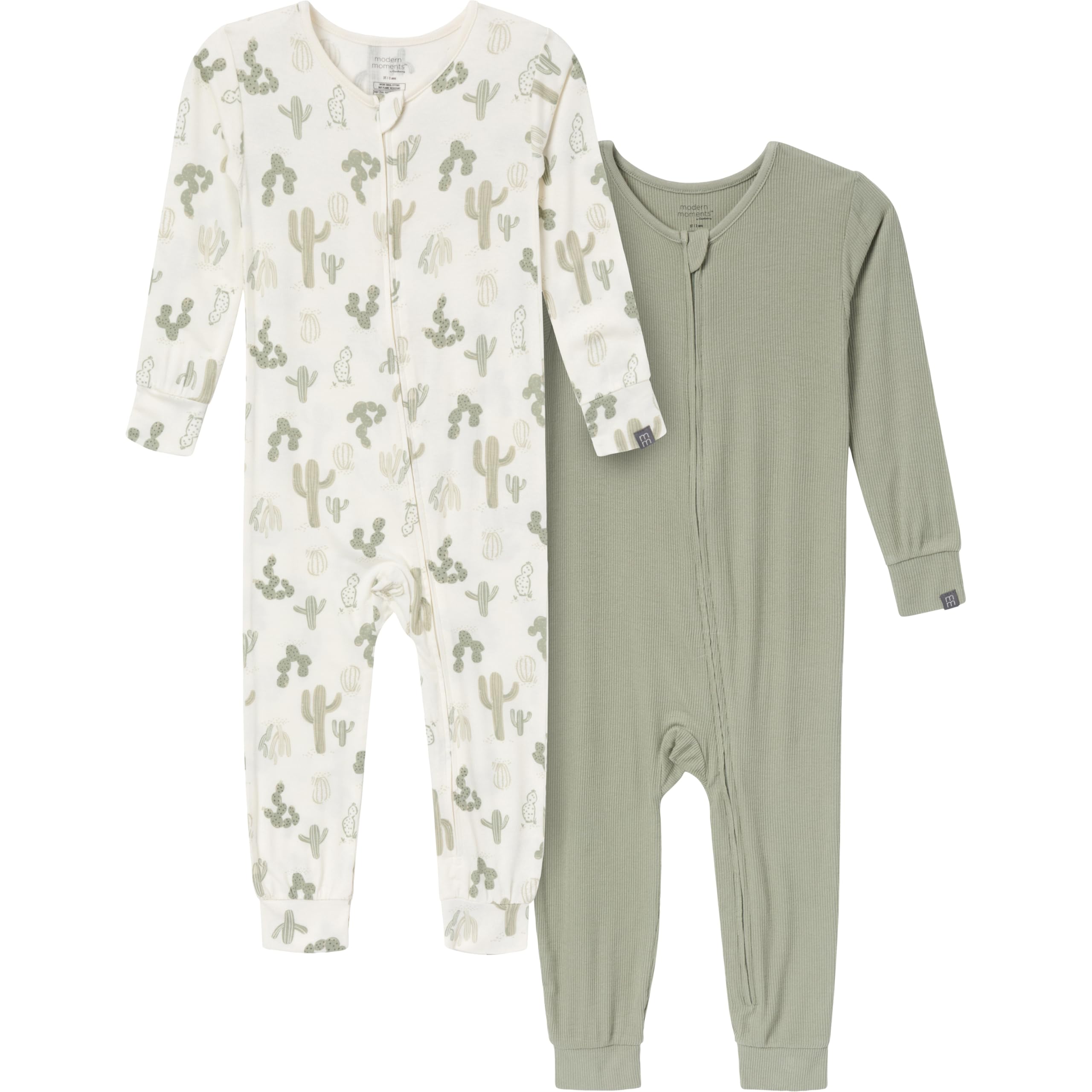 Photo 1 of Modern Moments by Gerber Unisex Baby Viscose 2-Pack Footless Tight Fitting Pajamas, Ivory Cactus