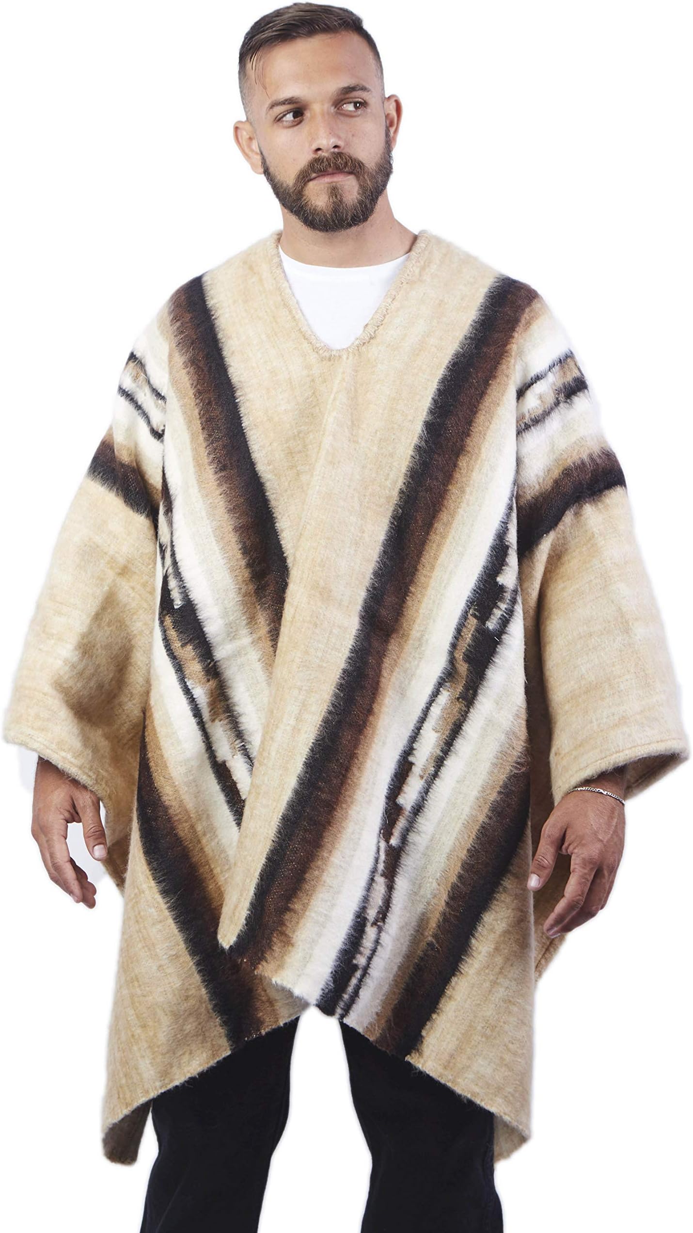 RAYMISAlpaca Poncho For Men | Alpaca Ponchos Adult Alpaca Hoodie Men Cloaks | Alpaca Mexican Poncho | Pancho Ponchos For Men