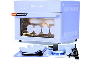 OMPERIO Sublimation Oven Machine for Tumblers, 32Qt 110V 1800W Convection Oven for Sublimation Blank Mugs Tumblers Bowls Glasses Bottles, 1 Heat Air Gun, 25 Shrink Wrap, 2 Heat Gloves, Heat Tape(Blue)