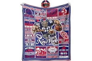 VIGKOIR Football Blanket, Gifts for Women Men, Blue Red Football Stuff, City Blanket for Sofa Bed Chair 60"x50"