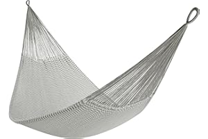 Handwoven Hammock by Yellow Leaf Hammocks - Family Size, Fits 2+ PPL, 550lb max - Weathersafe, Super Strong, Easy to Hang, Ultra Soft, Artisan Made - Color: Stripe Grey - White