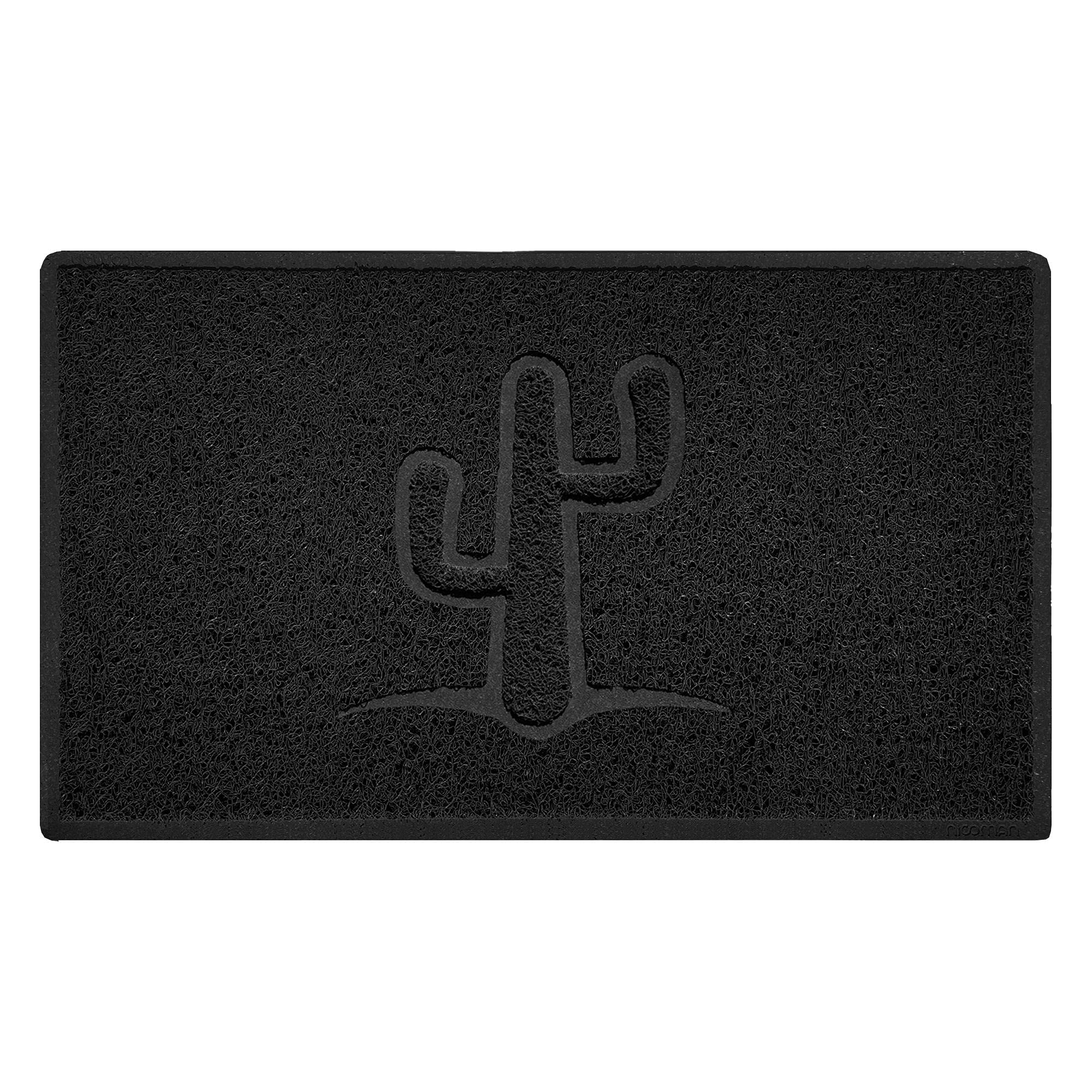 Nicoman Cactus Embossed Shape Door Mat Dirt-Trapper Jet-Washable Doormat-(Use Outdoor ONLY)- (75x44cm/29.5x17.3inches, Medium) Black