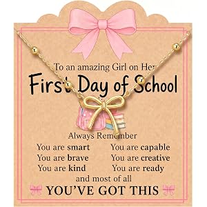Wisedawn Gold Bow Necklace with Card, Graduation/16th/Back to Shool Gifts for Girl - You Are Enough and Loved
