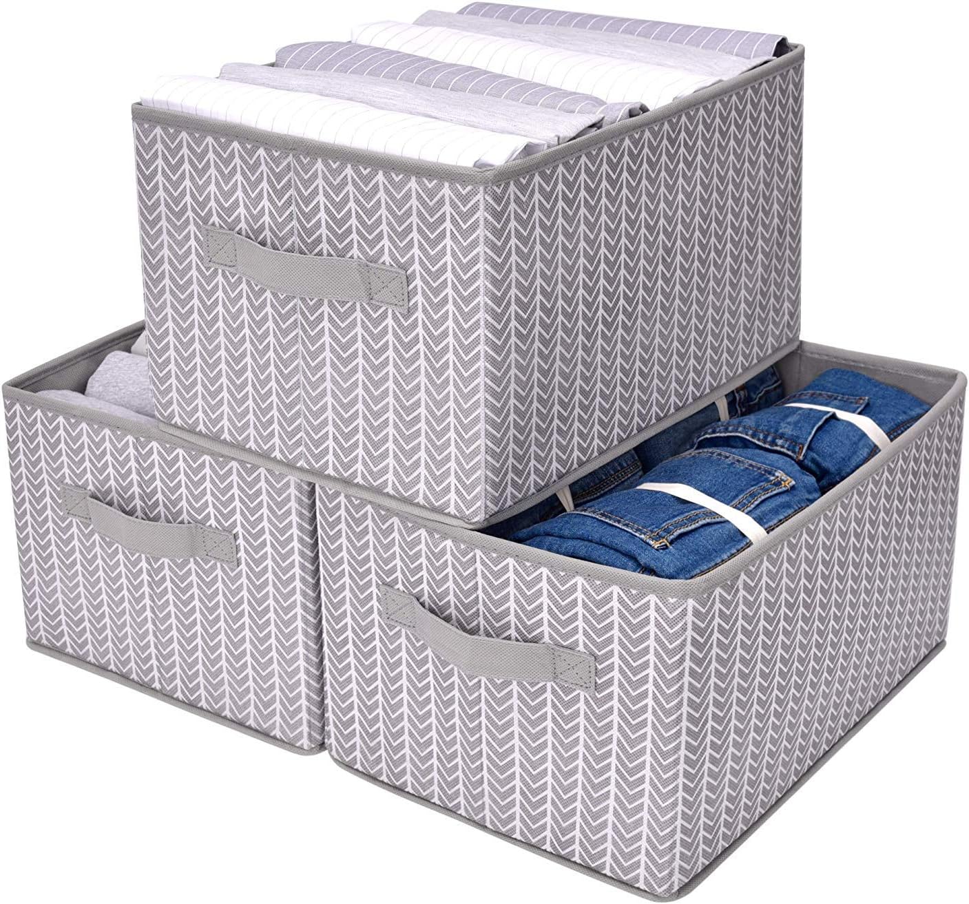 Tosoda 3 Pack of Wardrobe Storage Box Organizer Foldable Clothes