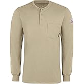 Bulwark FR Mens Flame Resistant 6.25 Oz Cotton Long Sleeve Tagless Henley Shirt