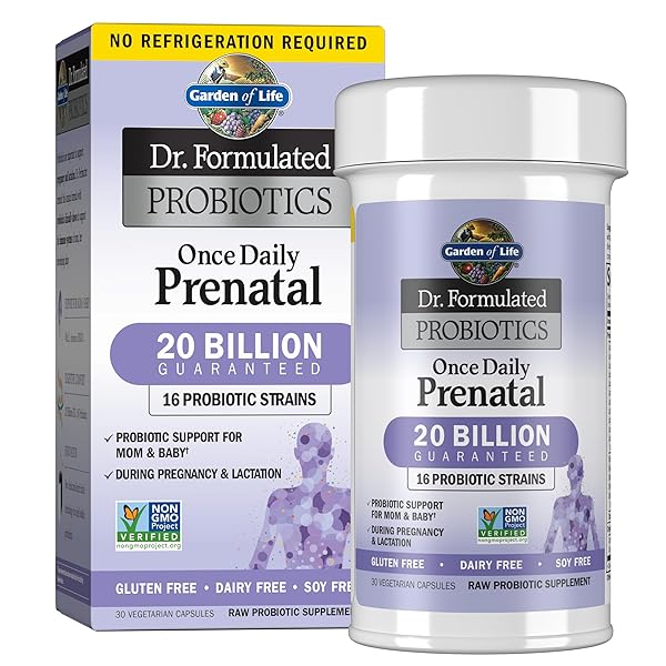 GARDEN OF LIFE – DR. FORMULATED PROBIOTICS ONCE DAILY PRENATAL – ACIDOPHILUS AND BIFIDOBACTERIA PROBIOTIC SUPPORT FOR MOM AND BABY – GLUTEN, DAIRY, AND SOY-FREE – 30 VEGETARIAN CAPSULES