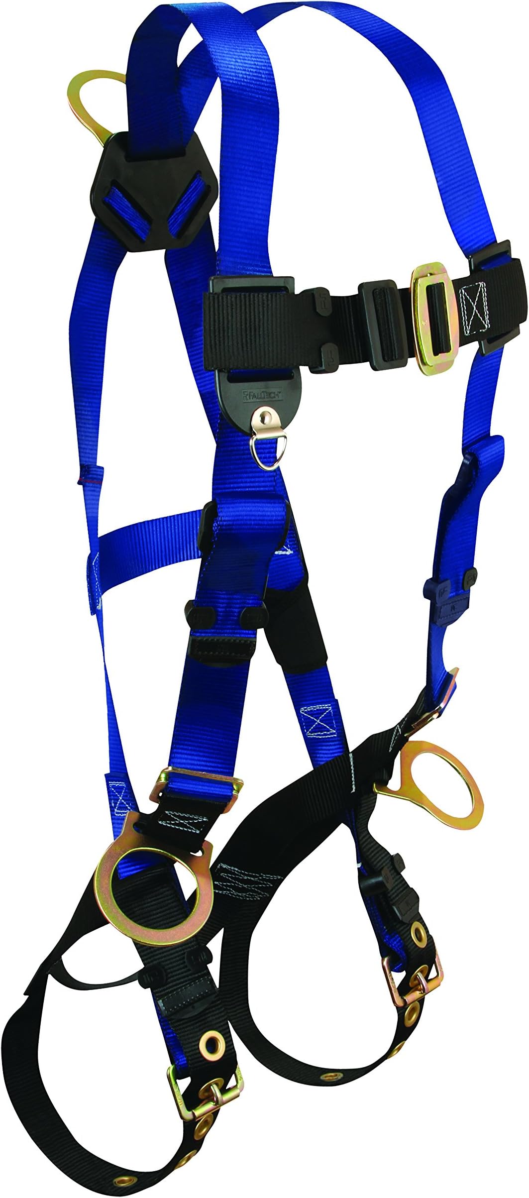 FallTech 7018 Contractor Full Body Harness with 3 D-Rings and Tongue Buckle Leg Straps, Universal Fit