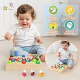 COOLJOY Wooden Fishing Game Toy Montessori 2 3 4 Year Olds Beehive Sorting view 2