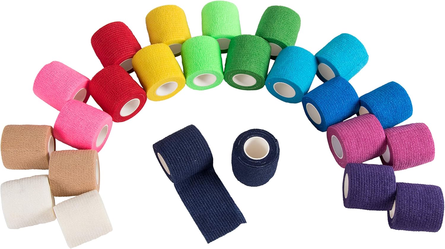 Self Adhesive Bandage Wrap, Cohesive Tape in 12 Rainbow Colors (2 in x 5 Yards, 24-Pack): Health & Personal Care
