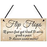 Red Ocean Flip Flop Grab A Pair And Dance Wedding Prop Hanging Plaque Decoration Gift Sign