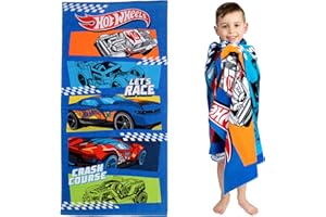 Franco Kids Super Soft Cotton Bath/Pool/Beach Towel, 58 In x 28 In, Hot Wheels