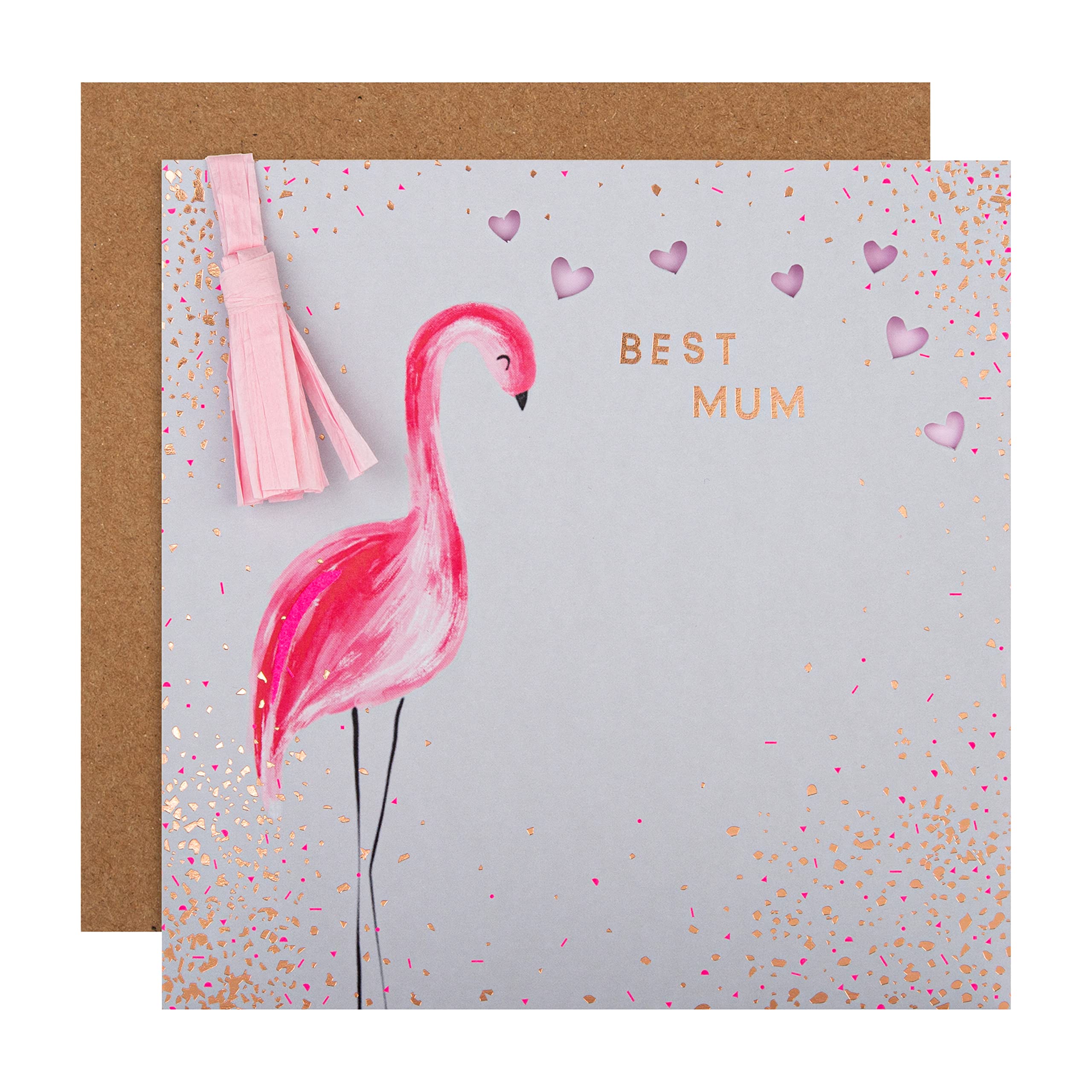 Hallmark Mothers Day Card for Mum, Pink Flamingo Design, 'Best Mum', Pink, Blue