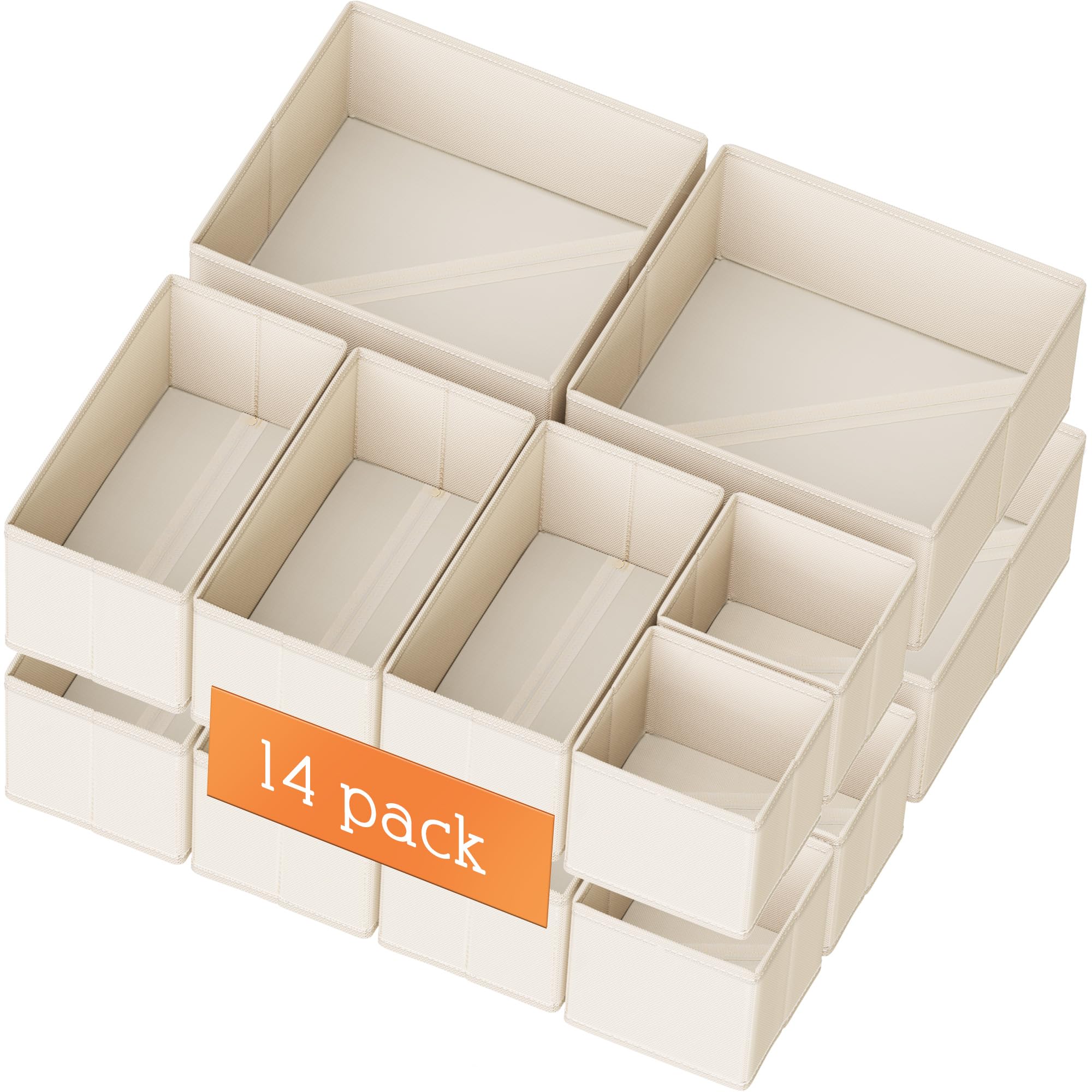 Photo 1 of Criusia Drawer Organizer Clothes, 14 Pack Dresser Organizer for Baby Clothes, Underwear, Sock- Foldable Closet Organization and Storage Dividers Bins for Nursery, Bedroom and Dorm (Beige)