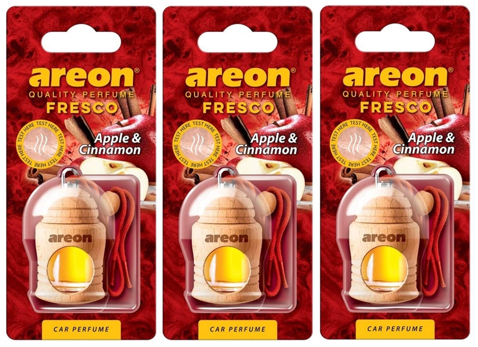 Areon Fresco Car Air Freshener Apple and Cinnamon 4 Milliliters Multi Pack Of 3