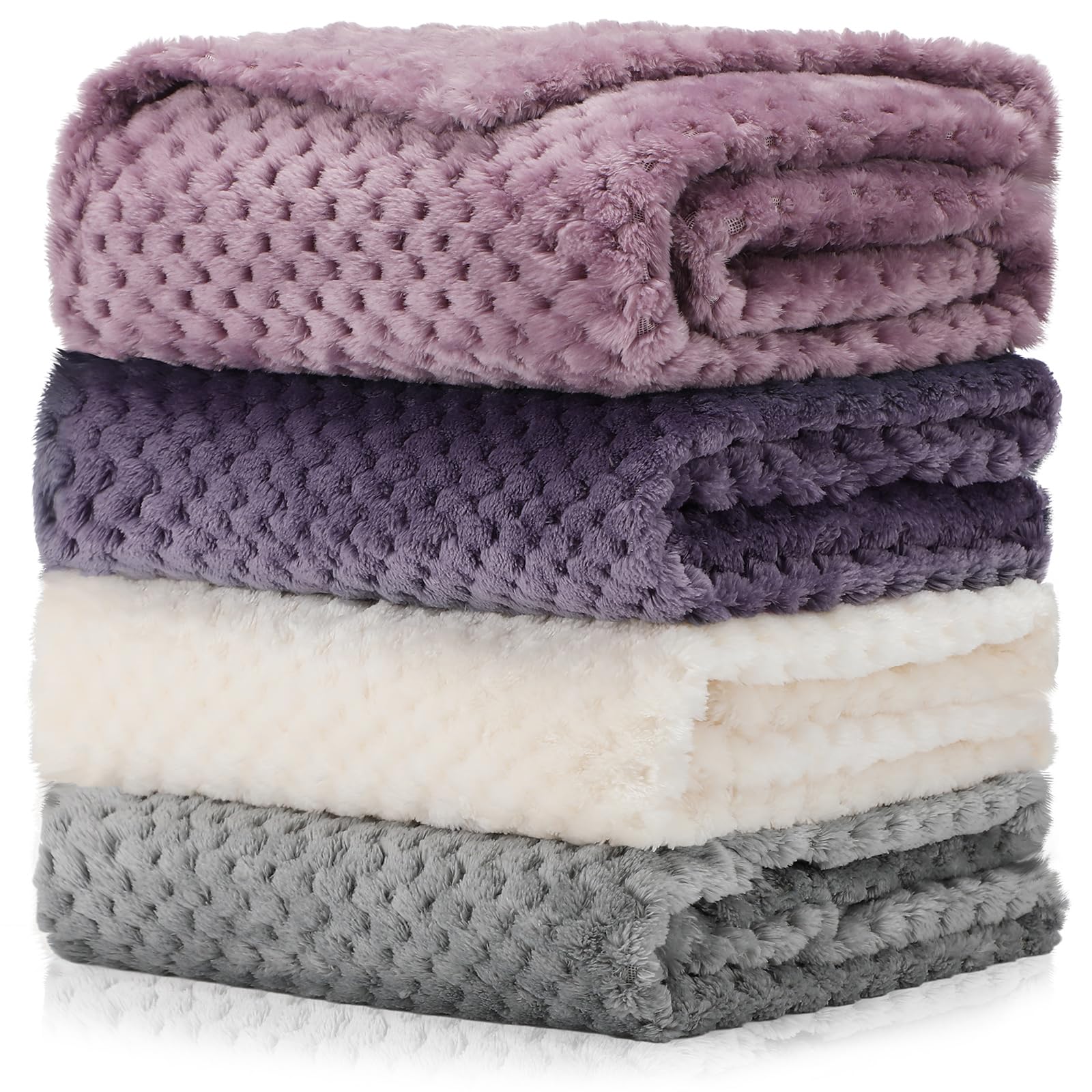 Photo 1 of Frienda 4 Pcs Baby Fuzzy Blanket Fluffy Baby Blanket for Boys Girls Soft Warm Infant Newborn Toddler Receiving Nursery Bed Supplies, 32 x 24 Inch(Purple Color)