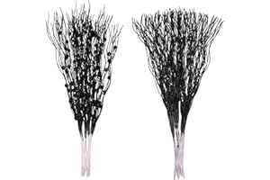 LOAVER 18 Pack Christmas Artificial Glitter Berry Stem Ornaments,17 Inches Decorative Picks Glittery Twigs Bead Sticks for Christmas Tree DIY Crafts Vase Fillers Party Supplies(Black)