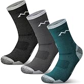 innotree Men's Merino Wool Hiking Socks 3 Pairs | Moisture Wicking Cushioned Breathable Crew Socks for Hiking Walking Trekking
